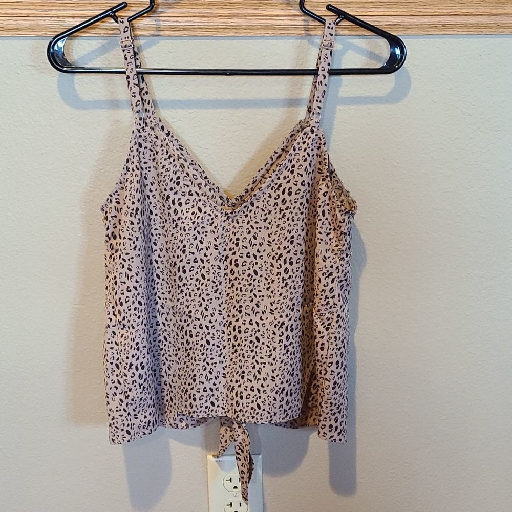 Vixbe womens brown and tan animal print cropped tie tank top‎ size xs - Picture 4 of 4
